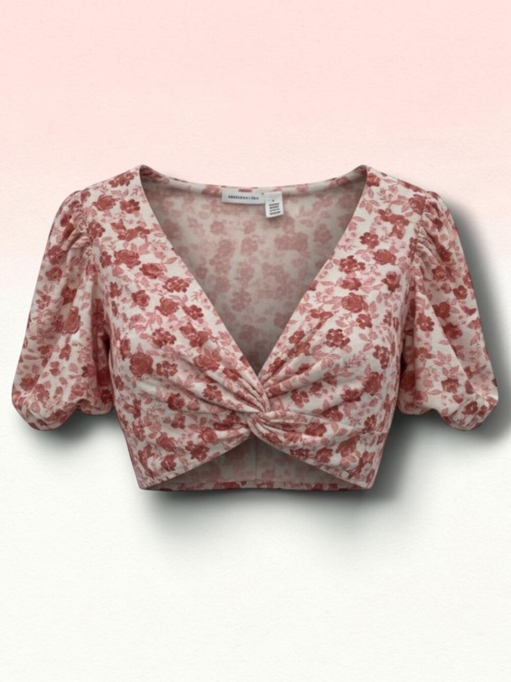 Midnight Sky Floral Balloon Sleeve‎ Crop